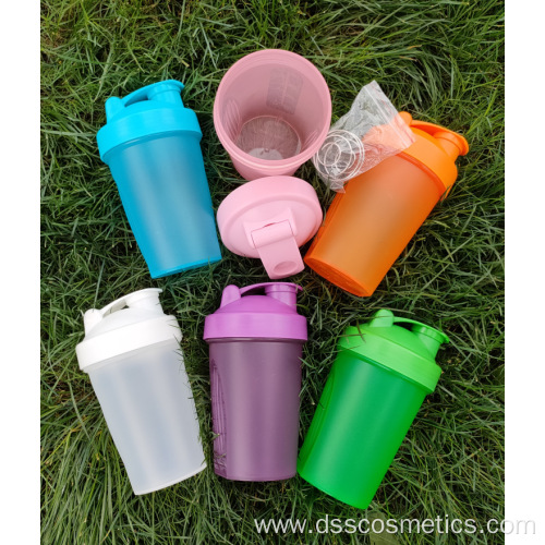 Customized LOGO 400ML shake cup fitness sports reusable water cup with mixing ball